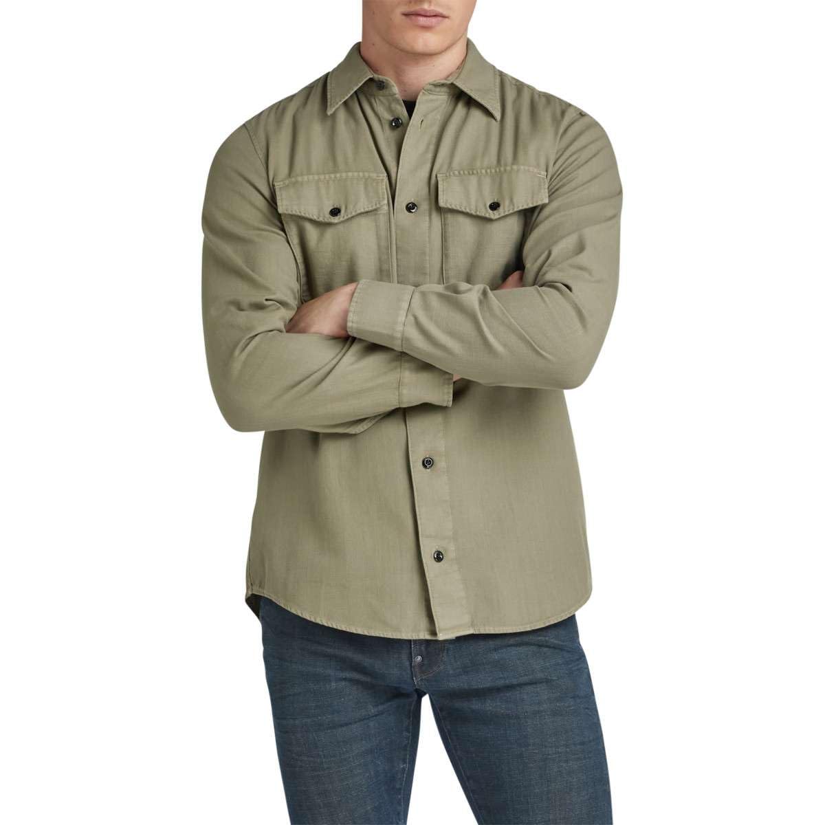 G-Star Men's Marine Slim Shirt, Green (shamrock gd D24963-D454-B681), XXL