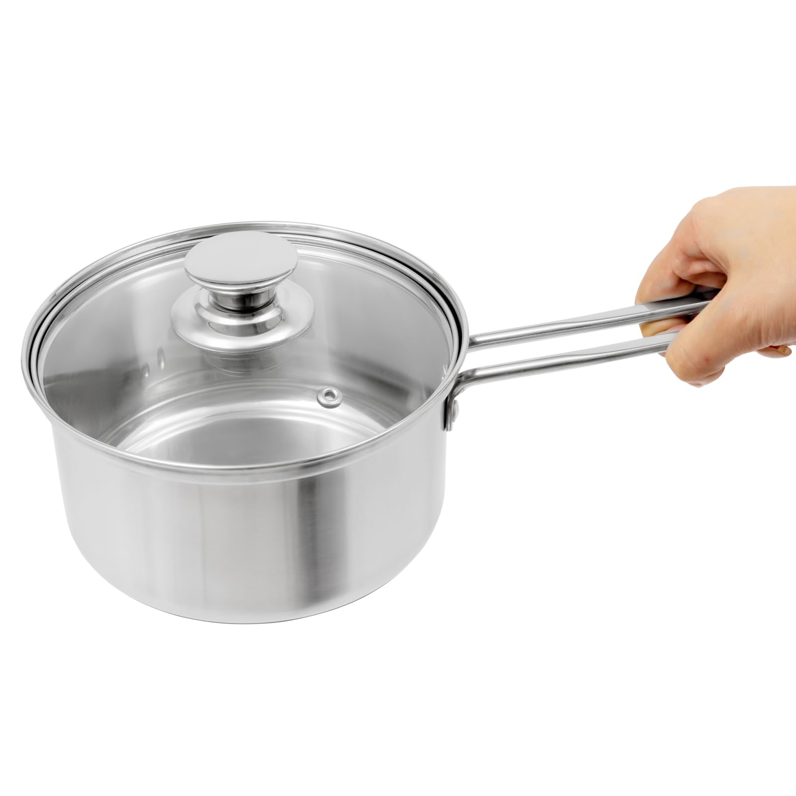 Set di pentole in acciaio inox, 3 pezzi, pentola per latte ispessita, set di pentole in acciaio inox, adatto per diversi scenari come frittura e cottura rapida