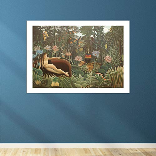 Impression d'art encadrée Henri Rousseau The Dream sans reflet pour mur sombre