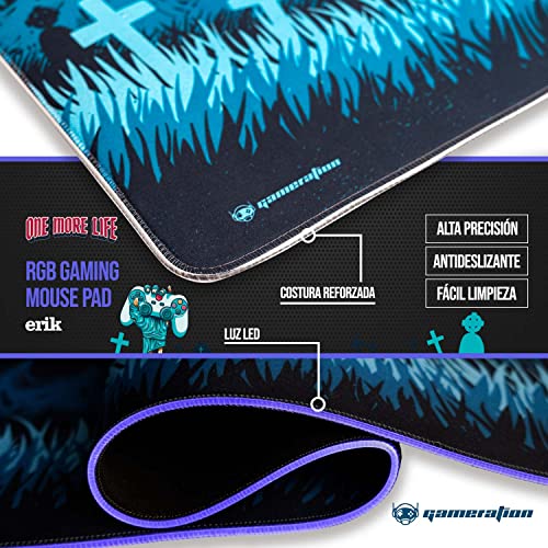 Grupo Erik Alfombrilla Gaming RGB One More Life - Alfombrilla ratón Luces LED 14 Modos, Base Goma Antideslizante y Cable USB/Alfombrilla XXL - Alfombrilla Escritorio - Tapete Escritorio 90x40cm - imagen 5
