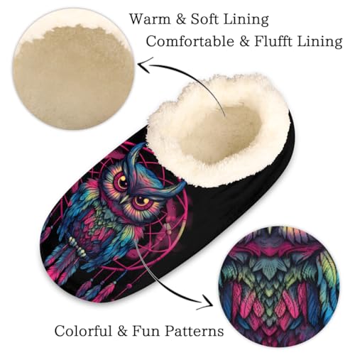 Cute Owl Slippers for Women Slipper Socks Soft Fuzzy House Slippers Shoes for Indoor Bedroom, Winter Cozy Christmas Gifts, Dream Catcher2
