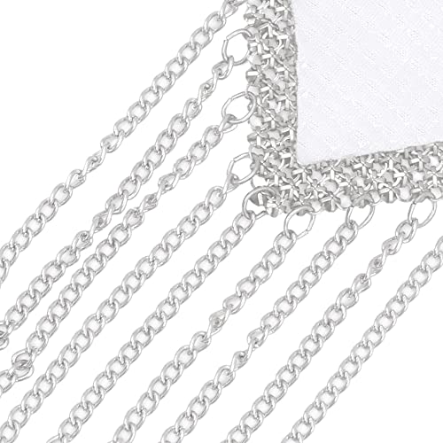 Image of ZGMYC Sparkly Rhinestones Metal Chain Nipple Cover with Tassel, Reusable Adhesive Pasties Sexy Bra Body Chain