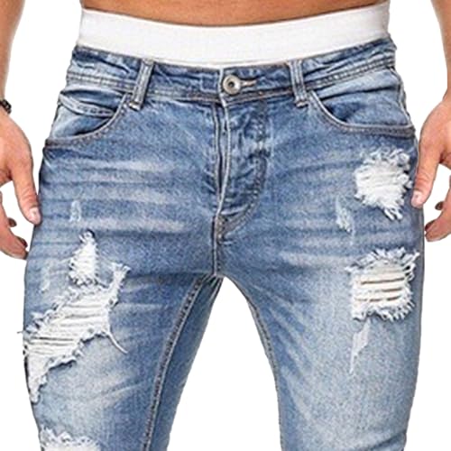 Maiyifu-GJ Mens Ripped Skinny Stretch Biker Jeans Fashion Tapered Leg Denim Pants Distressed Destroyed Jean Trousers for Men2