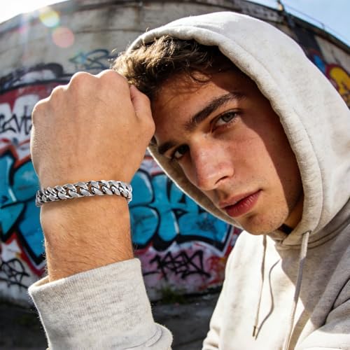 Pulsera Ahiller de Acero Inoxidable con Eslabones Cubanos para Hombre miniatura 3