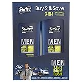 Suave Men 3 in 1 Shampoo Conditioner Body Wash, Citrus Rush, 28 oz, 2 count