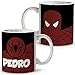 LolaPix Tasse de Super-héros personnalisée avec nom. Cadeau Geek. Divers modèles et Couleurs intérieures. Spiderman