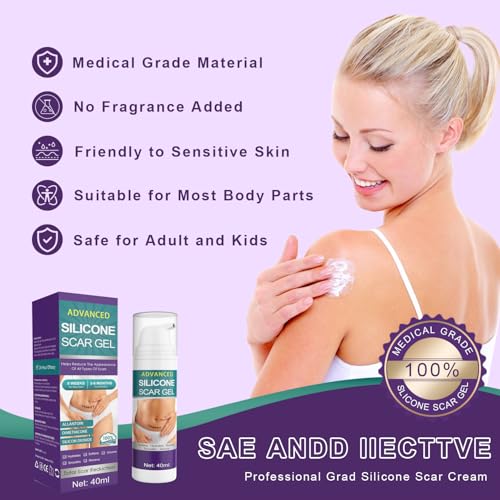 Image of Silicone Scar Cream, Advanced Scar Gel for Old & New Scars, Surgical Scars,Face,Body,Leg, Burns, Acne,C-Section, Fades Stretch Marks Away, Keloids, Scar Removal for Women Men,1.76oz
