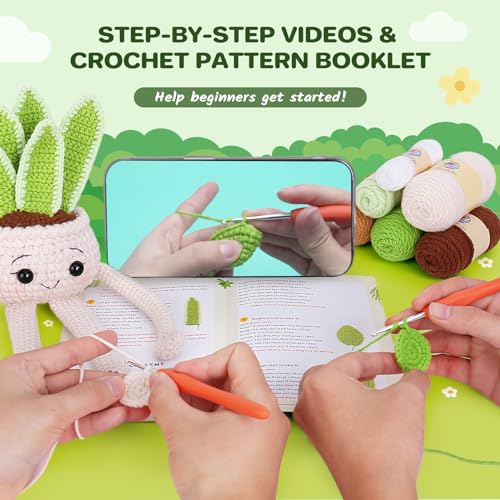 Image of Crochet Kit for Beginners, Beginner Crochet Kit for Adults with Step-by-Step Video Tutorials, DIY Crochet Animal Kits Knitting Supplies