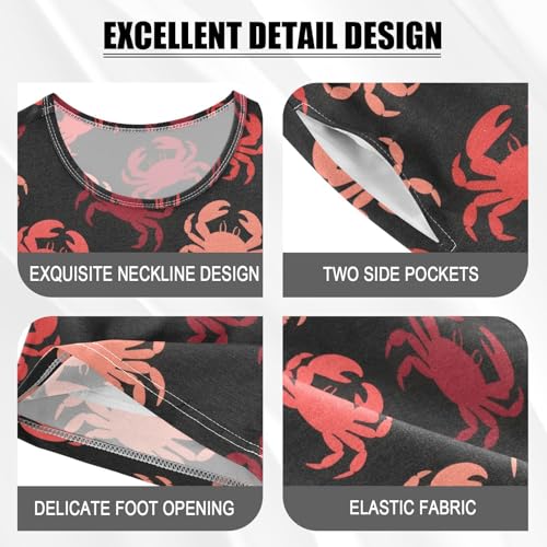 ALAZA Red Crab Cute Pajamas Short Sleeve 2 Piece Sleepwear Top and Bottom Pajama Set Unisex4