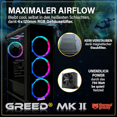Greed® MK2 - High End Gaming PC - AMD Ryzen 7 5700X & Nvidia Geforce RTX 5060 - Ultra Schneller RGB Computer + 4K Raytracing Rechner mit 4,6 GHZ - 16 GB DDR4 RAM - 1TB SSD - WLAN + W11 Pro – Bild 5