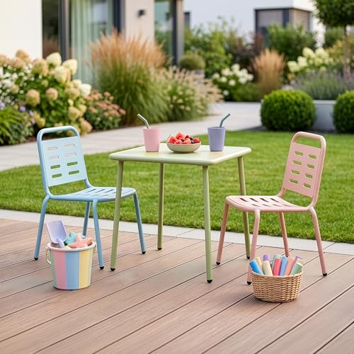 casa.pro Ensemble de Table et 2 Chaises pour Enfants Extérieur Intérieur Jardin Résistant Bords...