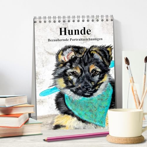 Hunde - Bezaubernde Portraitzeichnungen (Tischkalender 2026 DIN A5 hoch), CALVENDO Monatskalender: Authentische Zeichnungen von Hunden und Welpen (CALVENDO Kunst)