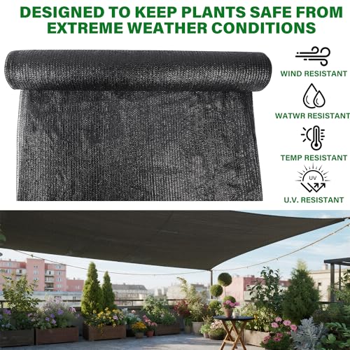 Image of winemana 120x6 FT Outdoor Shade Cloth for Garden & Plants - 90% Large Black Mesh Tarp, UV Resistant Woven Shade Fabric for Greenhouse Farm Row Cover Vegetables Sun Protection Poultry Run