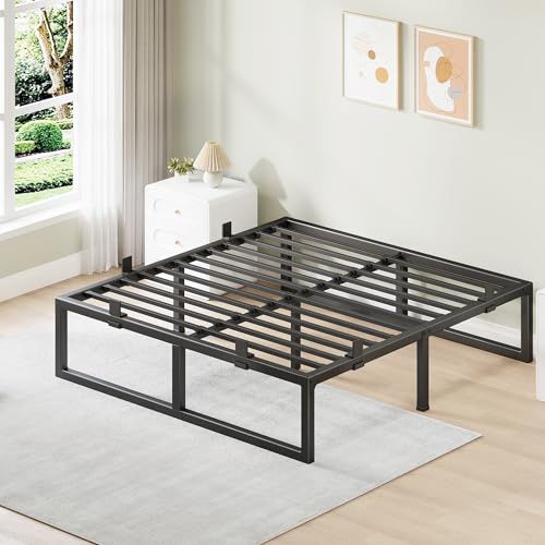Image of 14 Inch Metal Queen Bed Frame with Steel Support, Noise-Free