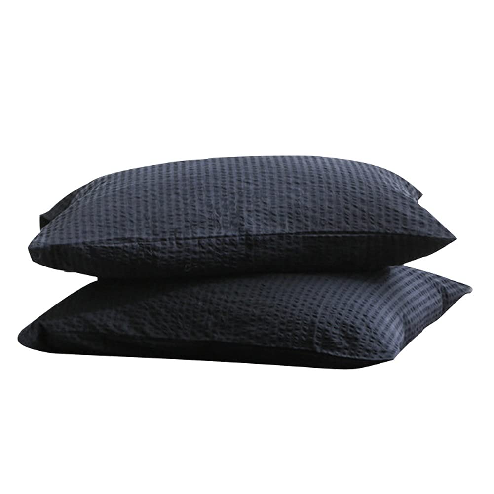 Cotton Nordic Blue Pillowcase Seersucker Bedding Bed Linings for Home Pillow Bed Cotton Pillow Case Bed Accessories for Bedroom Set of 2