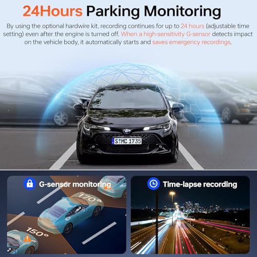 Yonvim 4K+2K Dash Cam Front and Rear, 5G WiFi GPS, 32GB Card Included, 3.39" Screen Dual D - image 5