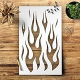 1- 5x8 inch Custom Cut Stencil, (VF-7) Flames Fire Arts and Crafts Scrapbooking Painting on The Wall Wood Glass