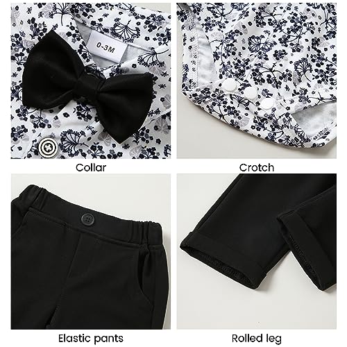 Image of YALLET Baby Boy Clothes Suit 0-24 Months Infant Gentleman Outfits Formal Dress Shirt+Bowtie+Vest+Pants Set Baby Wedding Suits