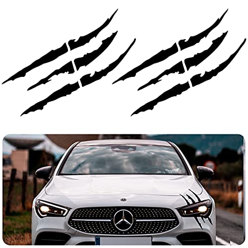 Blinglife 2 Sheets Car Reflective Claw Stickers Headlight Decals with Claw Marks,Car Decals for Women Men Waterproof and self Adhesive Vinyl car Exterior Accessories,Sports car Decals,Suitable for car Hood, Door, Bumper(Black)