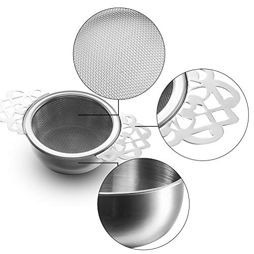 Empress Tea Strainers With Drip Bowls, Mesh Tea Infuser Stainless Steel Loose Leaf Tea Filter With Handles For Better Tea Experience (Silver, 4 Pieces) #TOP2