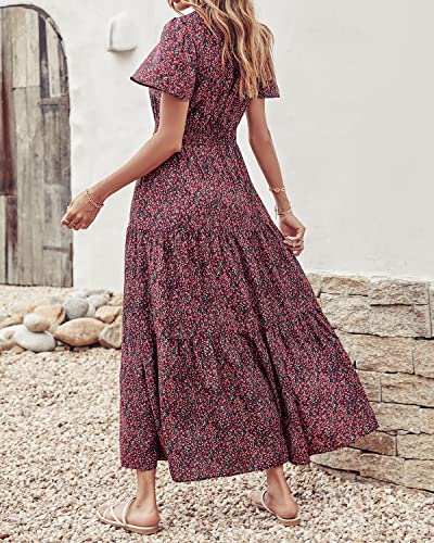 Image of PRETTYGARDEN Women's Casual Smocked Boho Floral A-Line Maxi Dress 2026