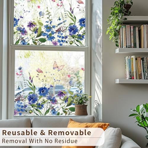OHTMERU Vinilo para ventana con diseño floral 15.3 x 39.3 pulgadas miniatura 2