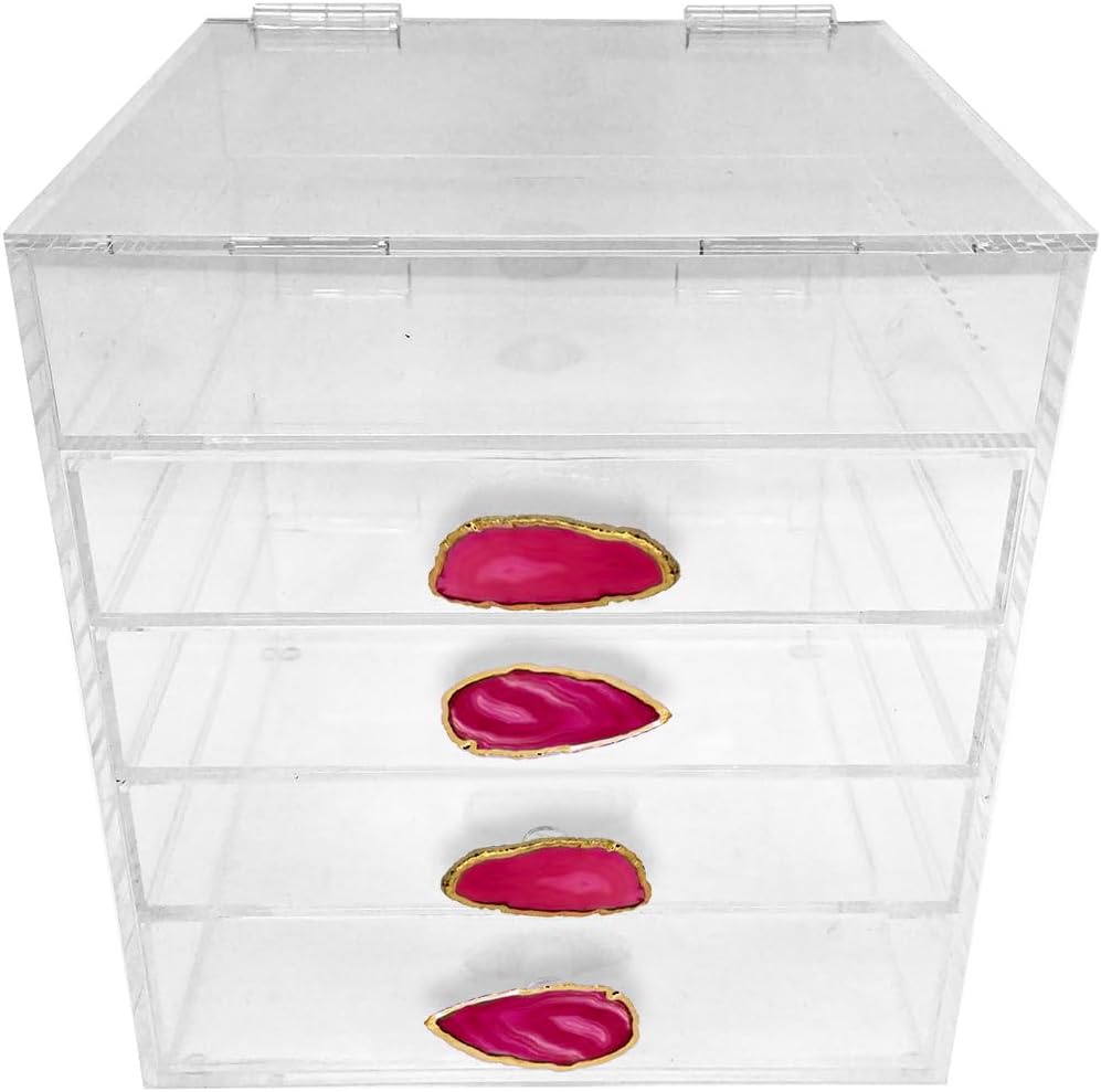 OnDisplay Ultimate Diva Cosmetic Organization Station - 12" Cube - Gold/Silver Agate (Pink/Gold)