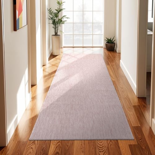 TT Home Teppich Für Outdoor Küchenteppich Balkon Terrasse Unifarbenes Design Modern, Farbe: Rosa, Größe:80x150 cm