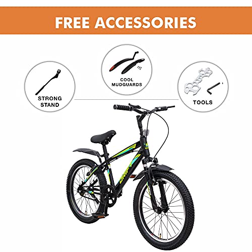 Image of VESCO Drift 20T Kids Semi-Fat Tyre Cycle for Boys | Single Speed | Front Suspension | Frame 12.5 Inch | Ideal for : 7 to 10 Years Kids Bike (Green)