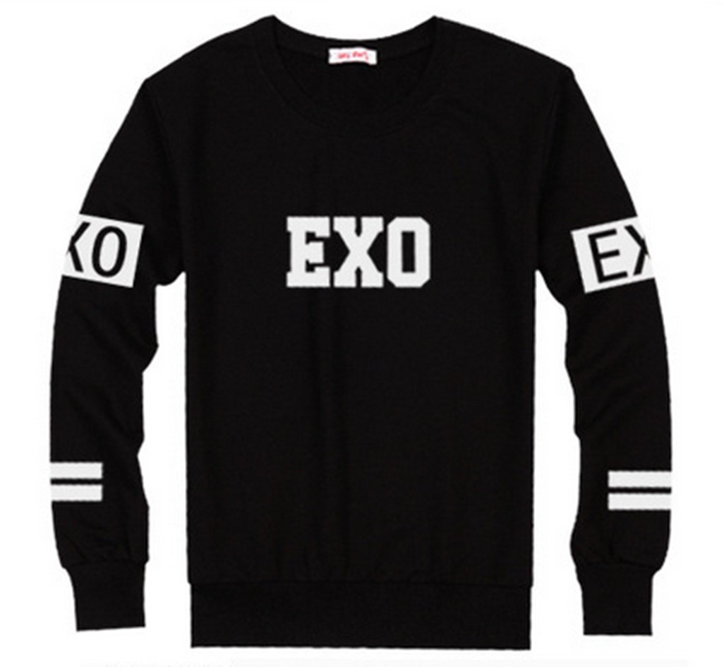 EXO Black Sweater XIUMIN KAI BAEKHYUN Long Sleeve Hoody Pullover (BAEKHYUN, S)