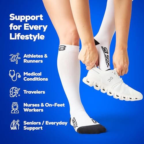 Image of SB SOX Compression Socks for Men & Women (20-30mmHg) - Best Compression Socks for Travel, Medical, Sports, Wide Calf Fit, and Daily Wear