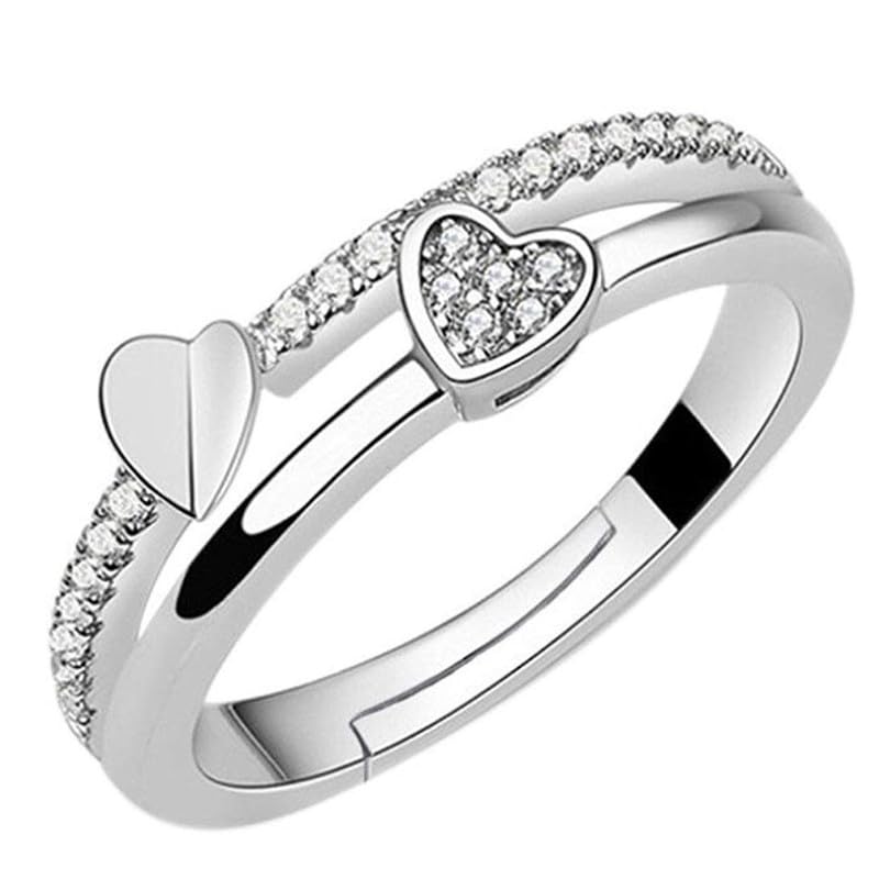 Mahi Valentine Gift Proposal Dual Heart Adjustable Finger Ring with Crystal for Women (FR1103197R) (B0CSZ3T142) Amazon Price History, Amazon Price Tracker