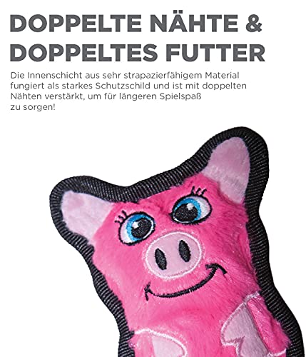 Outward Hound Kyjen 32013 Invincibles Plüschschwein ohne Füllung Hundespielzeuge Quietschspielzeug mit 1 Quietschelement, Größe S, Rosa