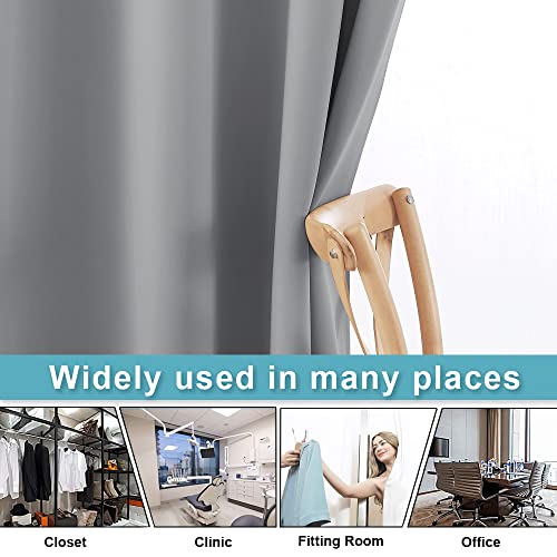 Image of RYB HOME Blackout Curtains Room Dividers, Total Privacy Wall Divider Screens Noise Reduce Partition Curtain for Living Room Bedroom Patio Door, Light Grey, 1 PC, 100 inch Wide x 84 inch Long