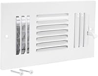 EZ-FLO 8x4 Inch Three-Way Steel Sidewall/Ceiling Register Vent - Durable Adjustable Airflow Grille 61658