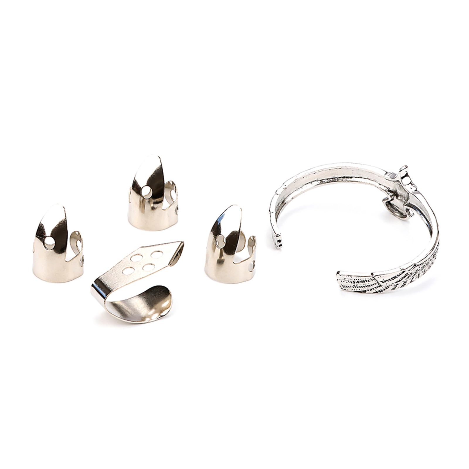 Púas de metal para dedo pulgar para guitarra, protector de dedos, diseño abierto, púa de dedo con brazalete