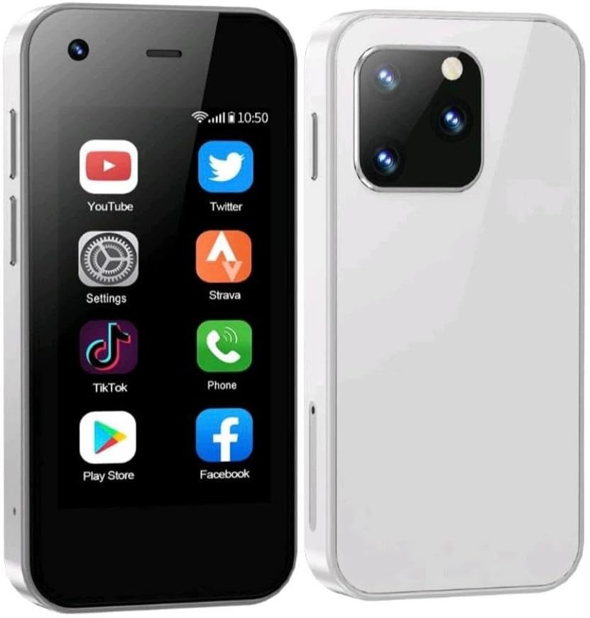 Mini 2.5-Inch Pocket Phone, 2GB RAM, 16GB Storage, Cellular, Dual SIM, WiFi, HD Display, Android, Type-C Charging (White)