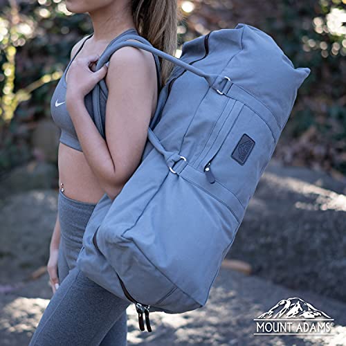 Mount Adams Xl Yoga Mat Bag, 26" X 10" X 10", Extra Large Yoga Mat Carrier, Fitness Bag For Exercise Mat, Block, Straps, And Blanket, Canvas Gym Duffle Bag For Workout Accessories, Gray #TOP6