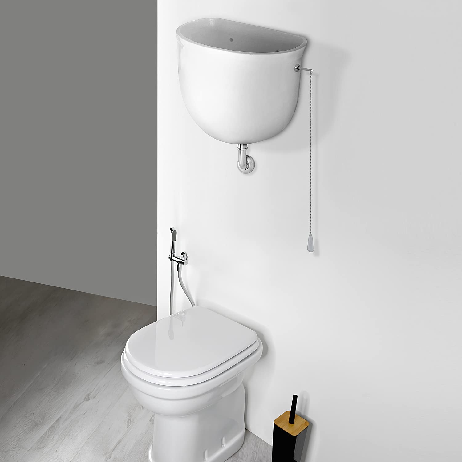 Cassetta di Scarico WC Sanitari in Ceramica Porcellana Alta in Ceramica Entrata Acqua DX e SX Universale Ideale per Sanitari Bagno