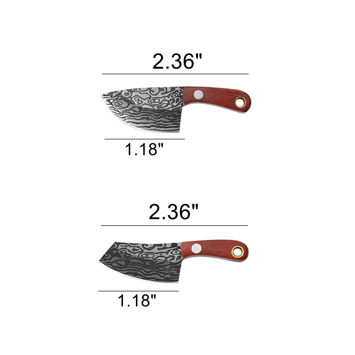 Epichao 2pcs Stainless Steel Portable Mini Pocket Knife Small Keychain Knife Tiny Box Cutter Tools (Chef Knife)