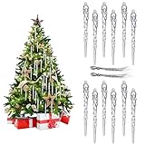 ☤[Ideale Wahl für die Christbaumschmuck]: Diese Eiszapfen Anhänger sind einfach und schön, passen perfekt zu Ihrem Weihnachtsbaum und lassen ihn markanter aussehen. Es eignet sich zum Verzieren von Bäumen in Straßen und Parks. Sie können auch Familiengartenzäune und Fenster dekorieren usw.