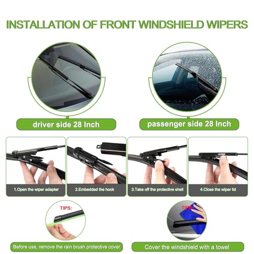 Image of PARRATI Windshield Wiper Blades for Ford Escape 2013-2019, 3 Pack | 28 /28 Inch Front +11 Inch Rear, OEM Replacement, Ultra Quiet, No Streaks All Weather Wiping