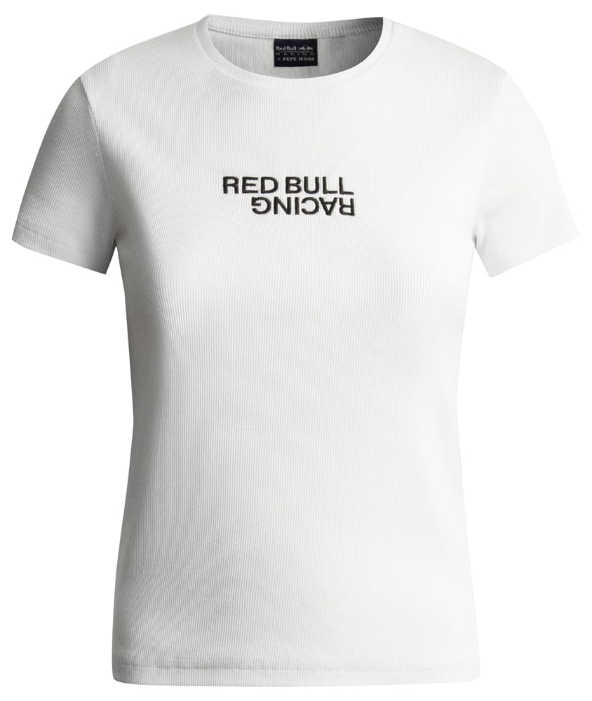 Red Bull Racing X Pepe Jeans Women's Stretch Rib TEE T-Shirt, White (White), M