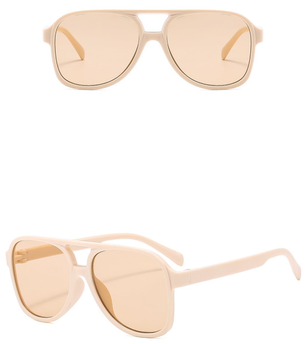 Vintage Piloten-Sonnenbrille für Frauen und Männer, 70er Jahre Gläser, übergroße gelbe Gläser, Retro-Stil
