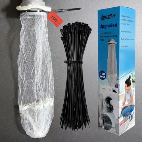 100 Pack Upgraded Lint Traps for Washing Machine Hose with Double-Layer Bottom Filter - Pet Hair Remover & Drain Hose Filter to Prevent Clogs Universal Laundry Lint Snare for Washer