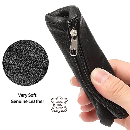 Bagwise® Sleuteltasje - mini Portemonnee -Sleutelring - Pasjeshouder - Sleutelhoes - 11cm x 8cm - Echt Leer - Zwart - Image 3