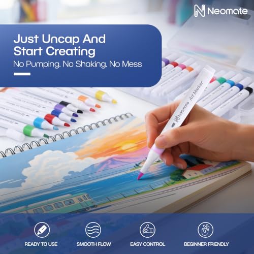 Image of Neomate 12 Pcs Single-Tip Acrylic Markers Set | Non-Toxic Art Supplies for Kids & Adults | Waterproof, Quick Dry | For Rock Painting, Canvas, Wood, Ceramic, Glass & DIY Crafts