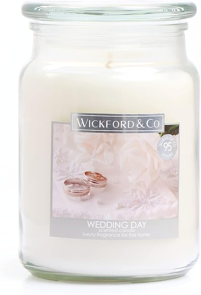 eBoutik - Strong Scented Romantic Ambiance Wedding Day Scented Candle - Floral Vanilla and Soft Linen Blend 95 Hour Burn Time - Engagment or Wedding Gift