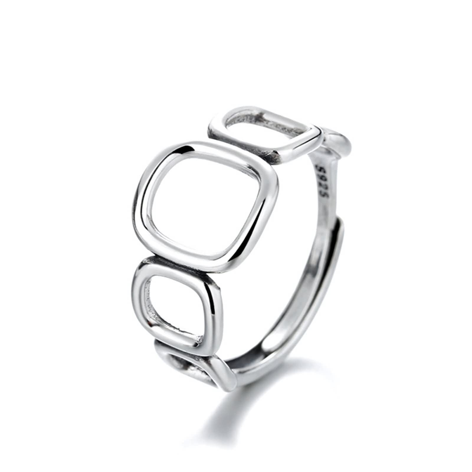 Anello in argento Sterling per donna, regolabile, con stella a cinque punte, regolabile, alla moda, per lei, Adjustable, Nessuna pietra preziosa