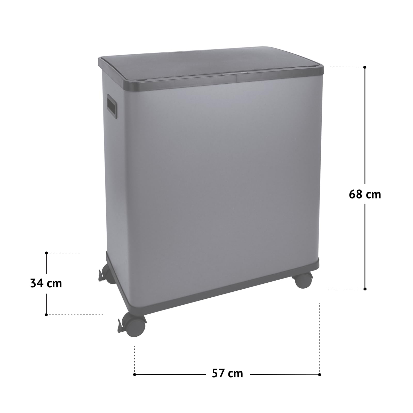 Svita SR2X30 Sensorafvalemmer, afvalemmer, keukenemmer, afvalscheidingssysteem, 2 vakken, 60 l, roestvrij staal, vrijstaand, automatisch incl. binnenemmer met wielen in zilver